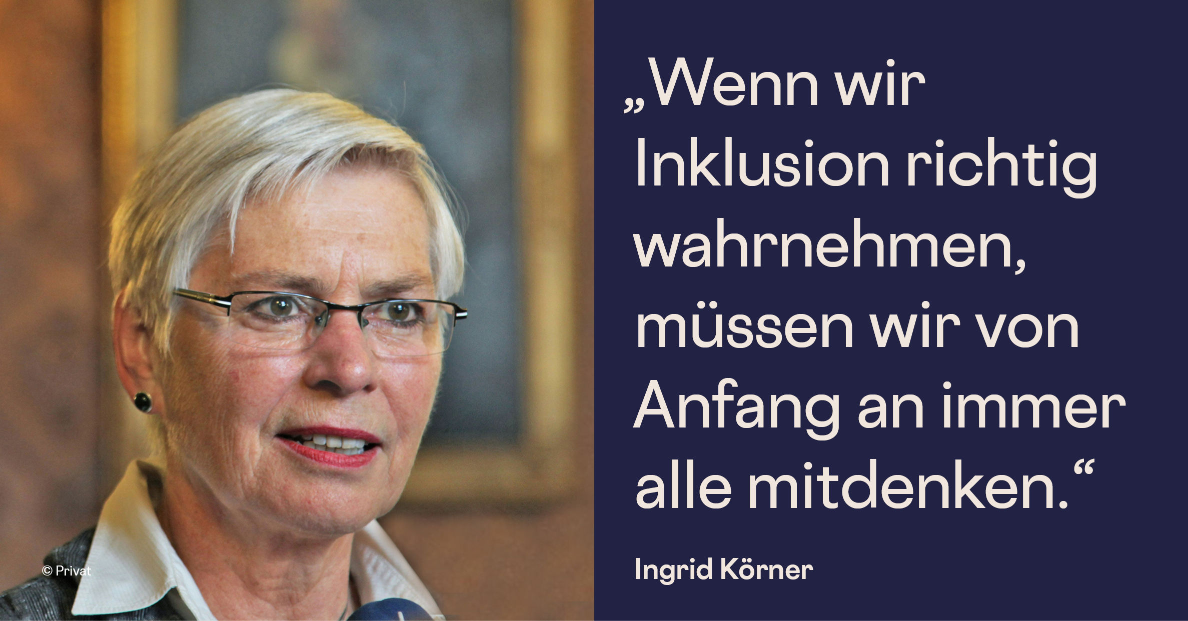 Podcastgast Ingrid Körner, ehemalige Senatskoordinatorin für die Gleichstellung behinderter Menschen