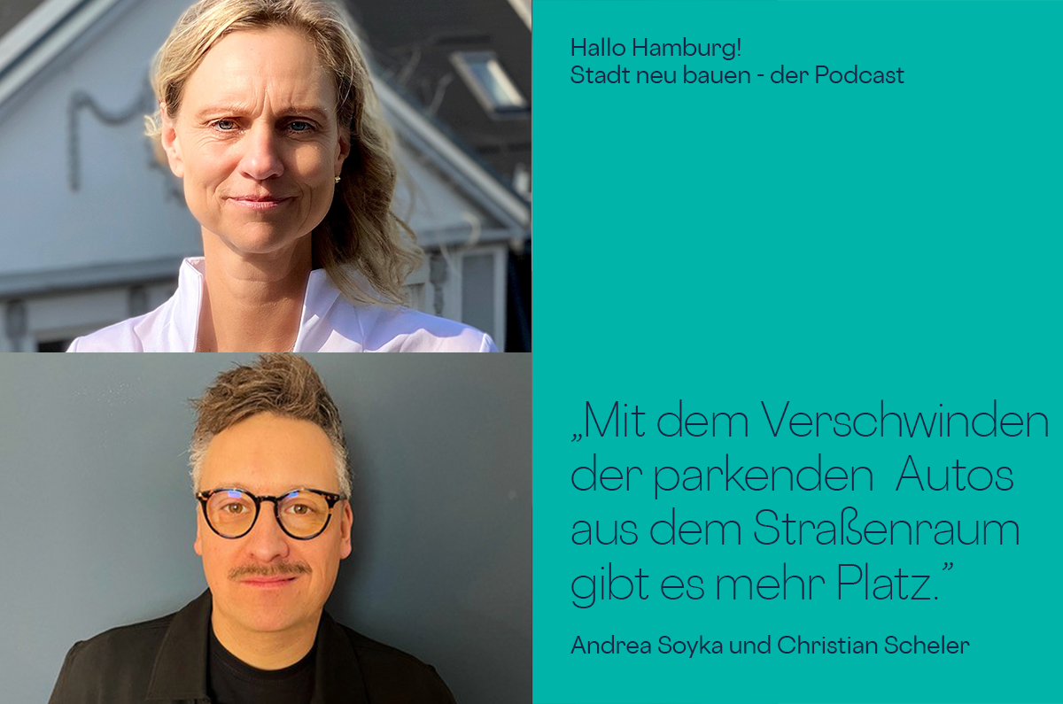 Portraitcollage der Podcastgäste Andrea Soyka und Christian Scheler mit Zitat