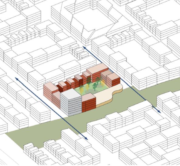 Grafik eines Häuserblocks in Oberbillwerder