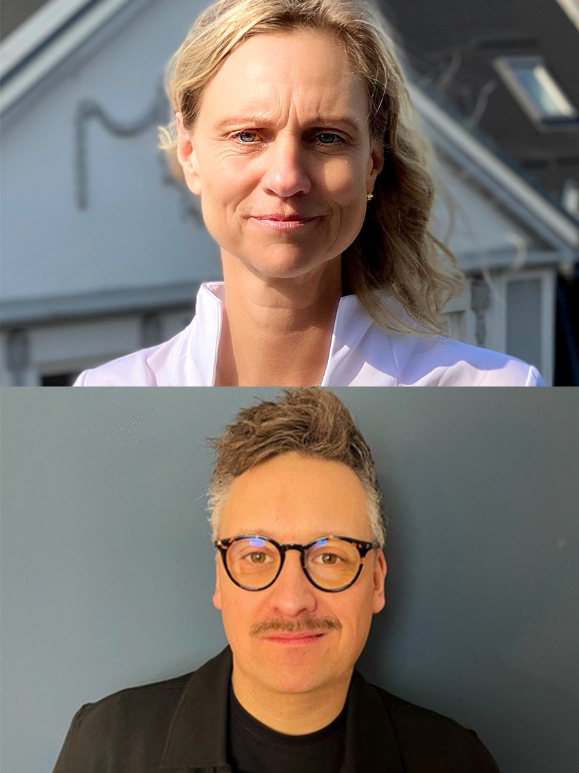 Portraitcollage der Podcastgäste Andrea Soyka und Christian Scheler mit Zitat