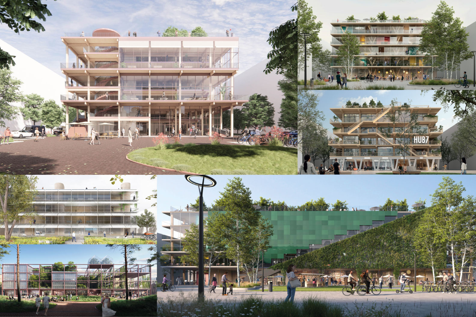 Bildcollage Mobility Hubs Entwürfe