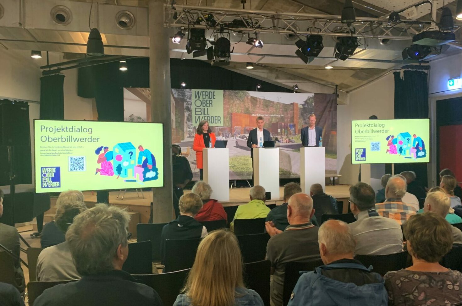 Vortragende und Publikum beim Projektdialog Oberbillwerder
